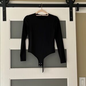 Black Long Sleeve Snap-Front Bodysuit